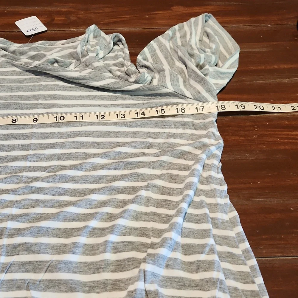 Grey/White Striped Peekaboo Shoulder with Knotted Waist (303) - Picture 6 of 6